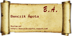 Benczik Ágota névjegykártya