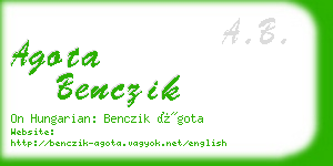 agota benczik business card